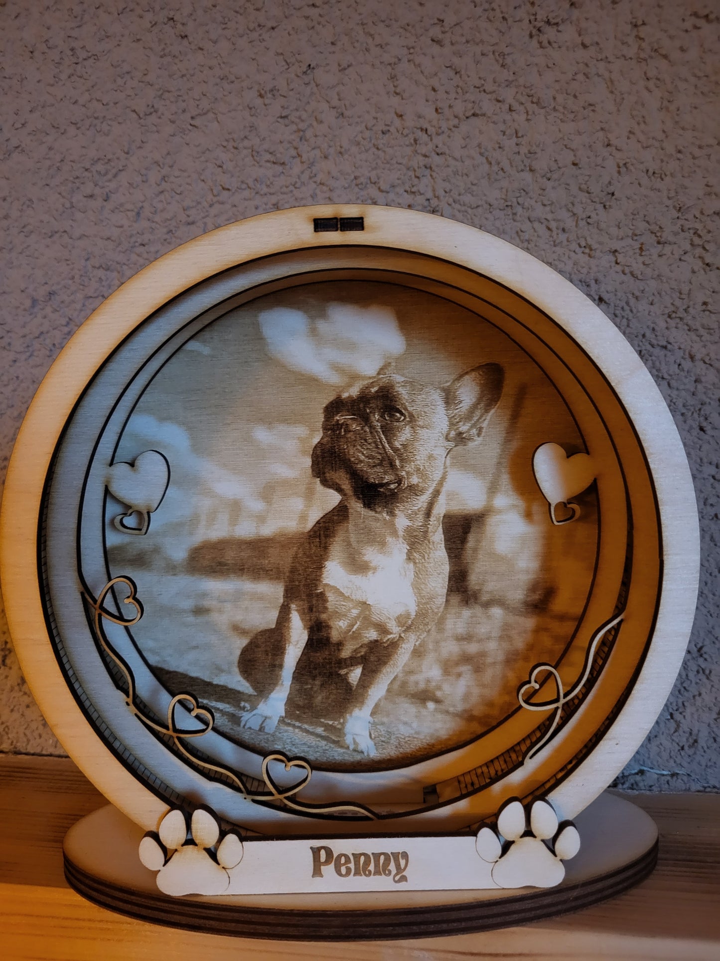 Lampe mit Bild ihres Haustieres