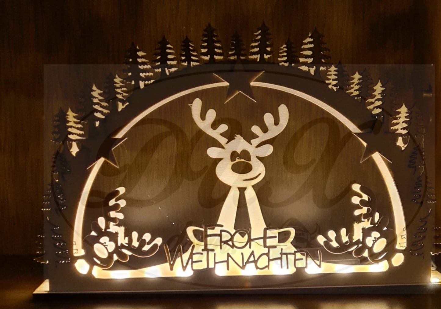 Schwibbogen/Lichterbogen "Rudolph" Frohe Weihnachten