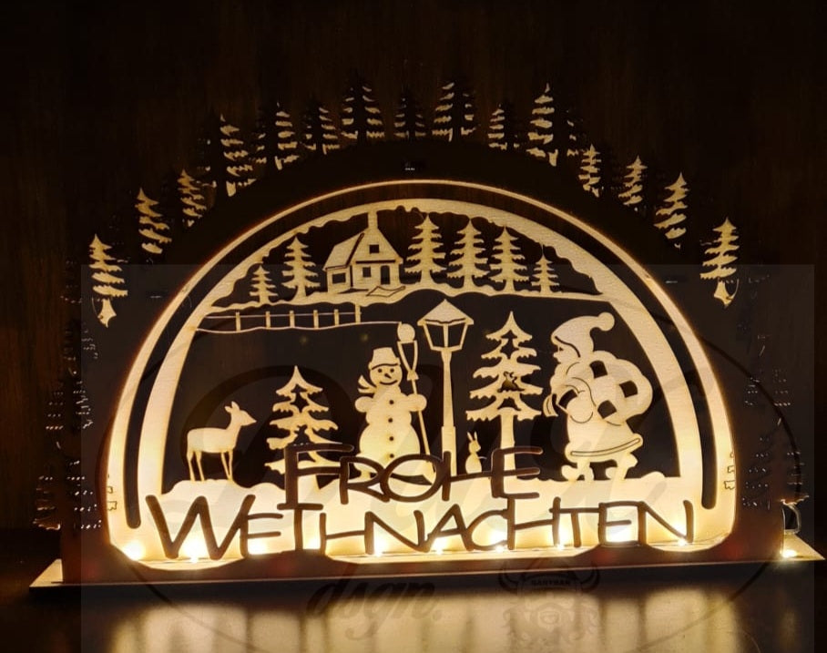 Schwibbogen/Lichterbogen "Weihnachtslandschaft" Frohe Weihnachten