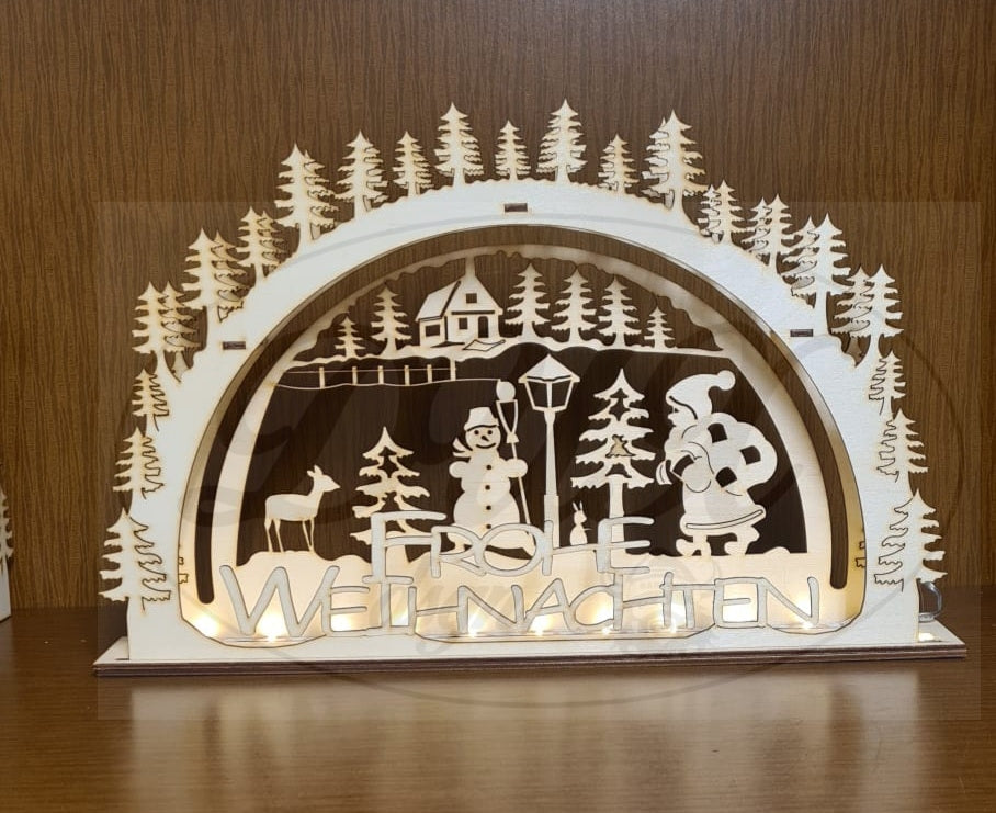 Schwibbogen/Lichterbogen "Weihnachtslandschaft" Frohe Weihnachten