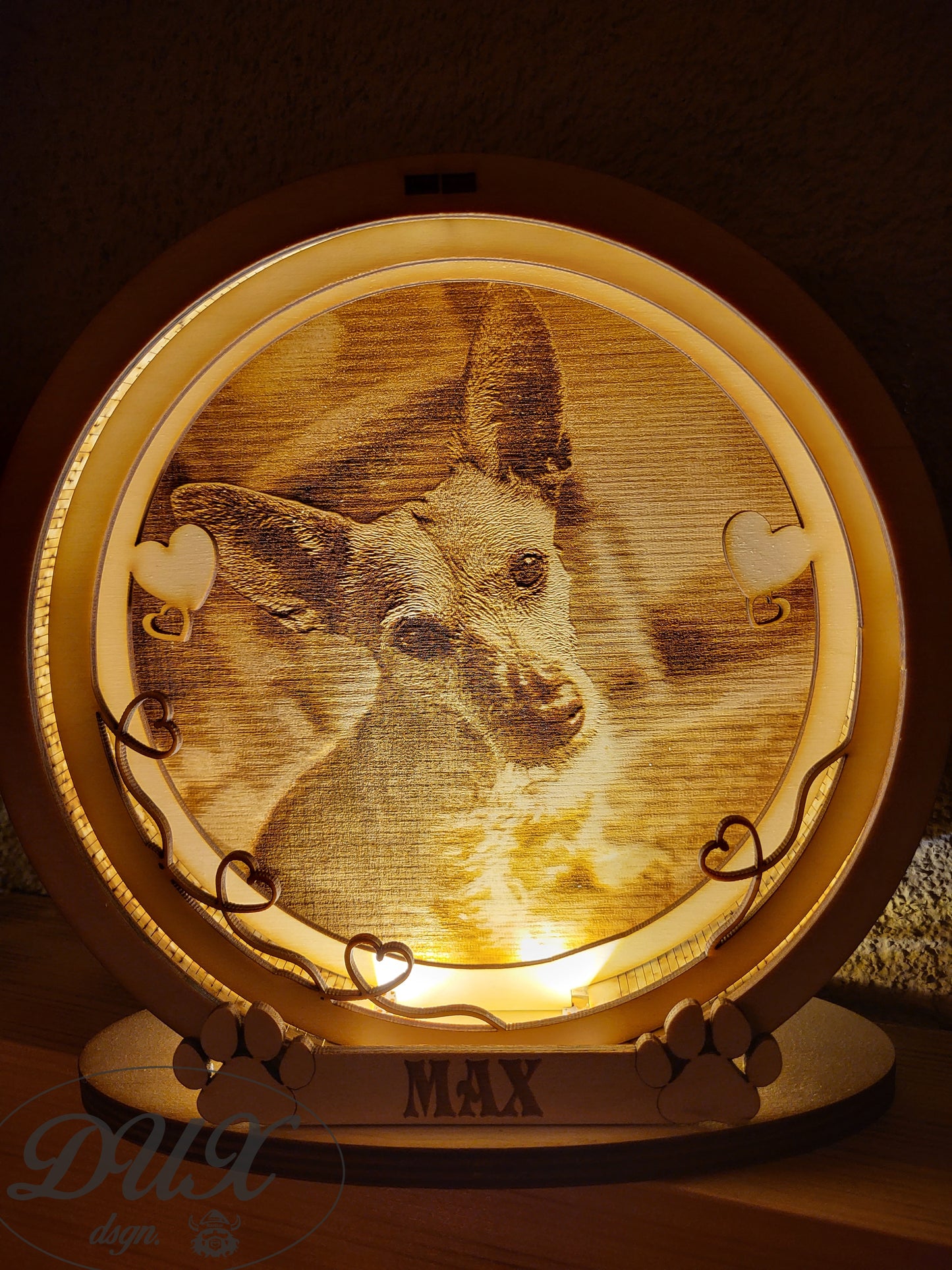 Lampe mit Bild ihres Haustieres