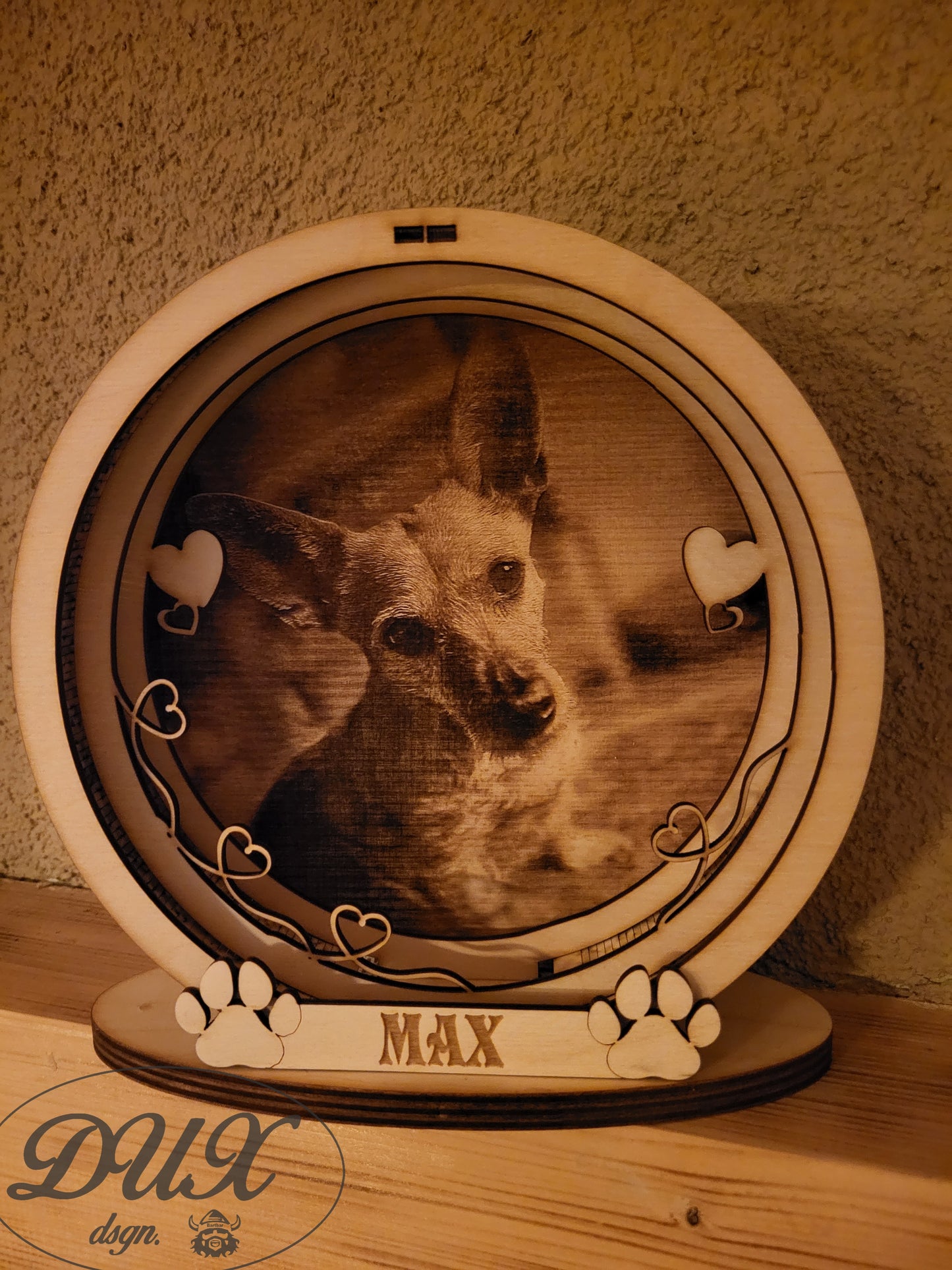 Lampe mit Bild ihres Haustieres