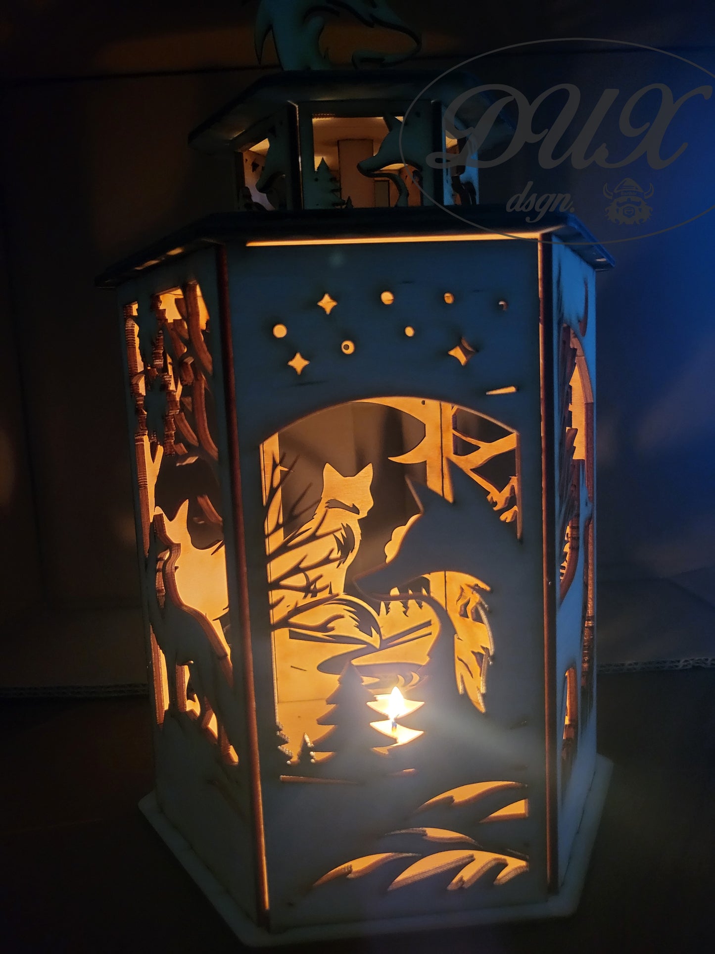 Laterne mit Wildtiermotiv