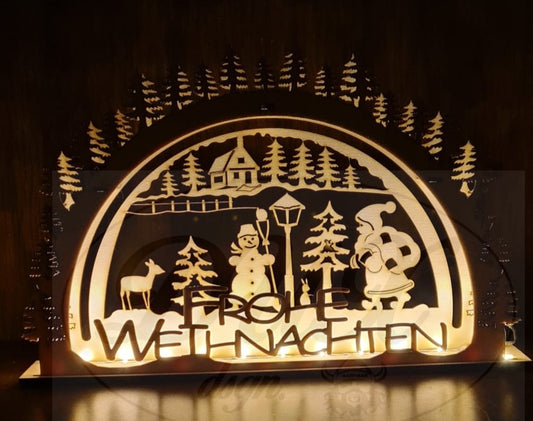 Schwibbogen/Lichterbogen "Weihnachtslandschaft" Frohe Weihnachten