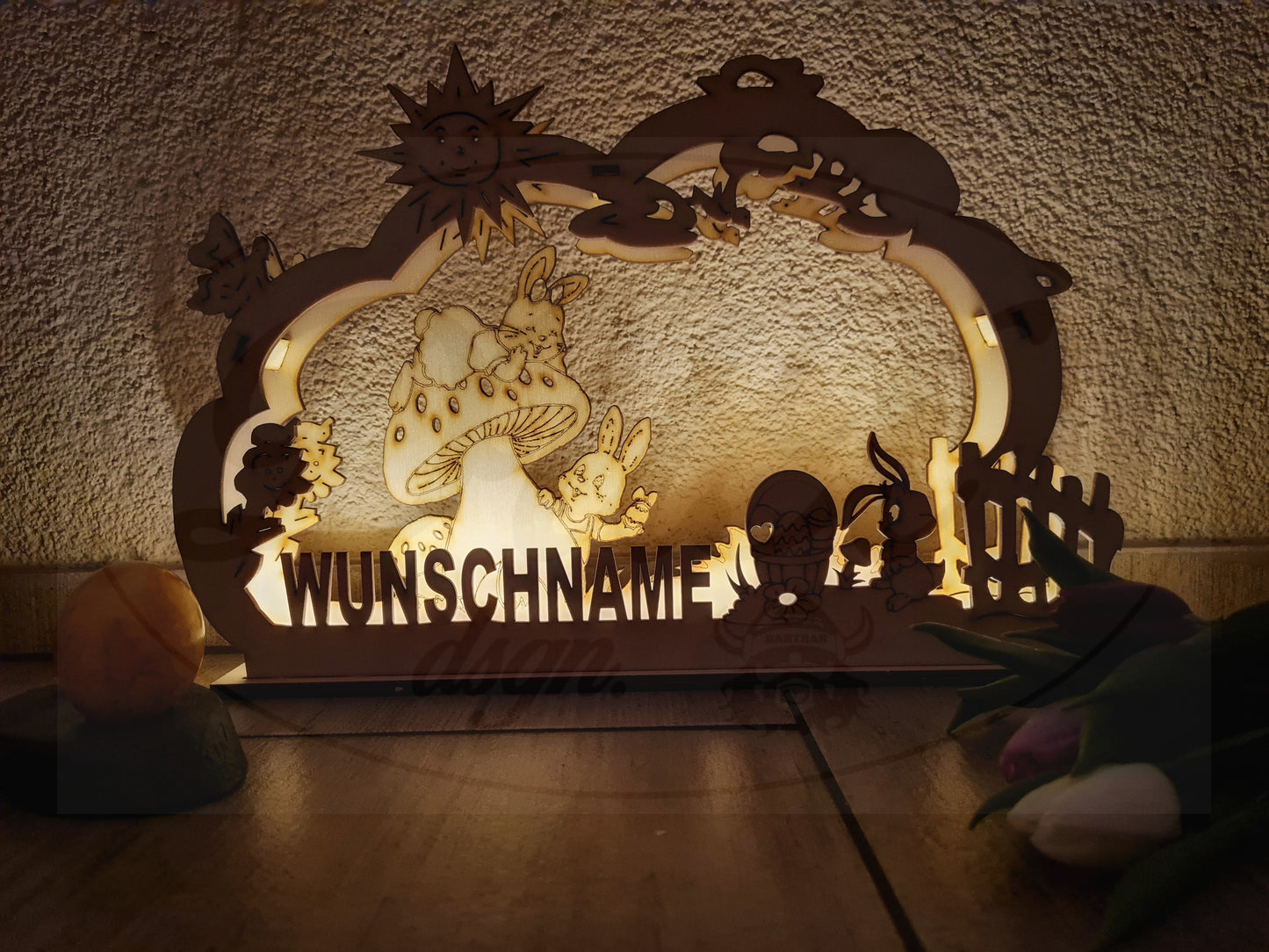 Lichterbogen Ostern, Pilz mit Häschen
