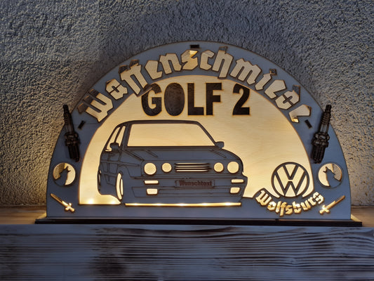 Schwibbogen/Lichterbogen "Waffenschmiede Wolfsburg" Golf 2