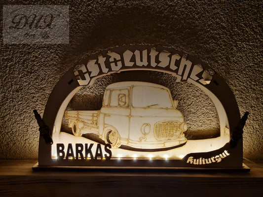 Schwibbogen/Lichterbogen "Ostdeutsches Kulturgut", Barkas Pritsche, DDR