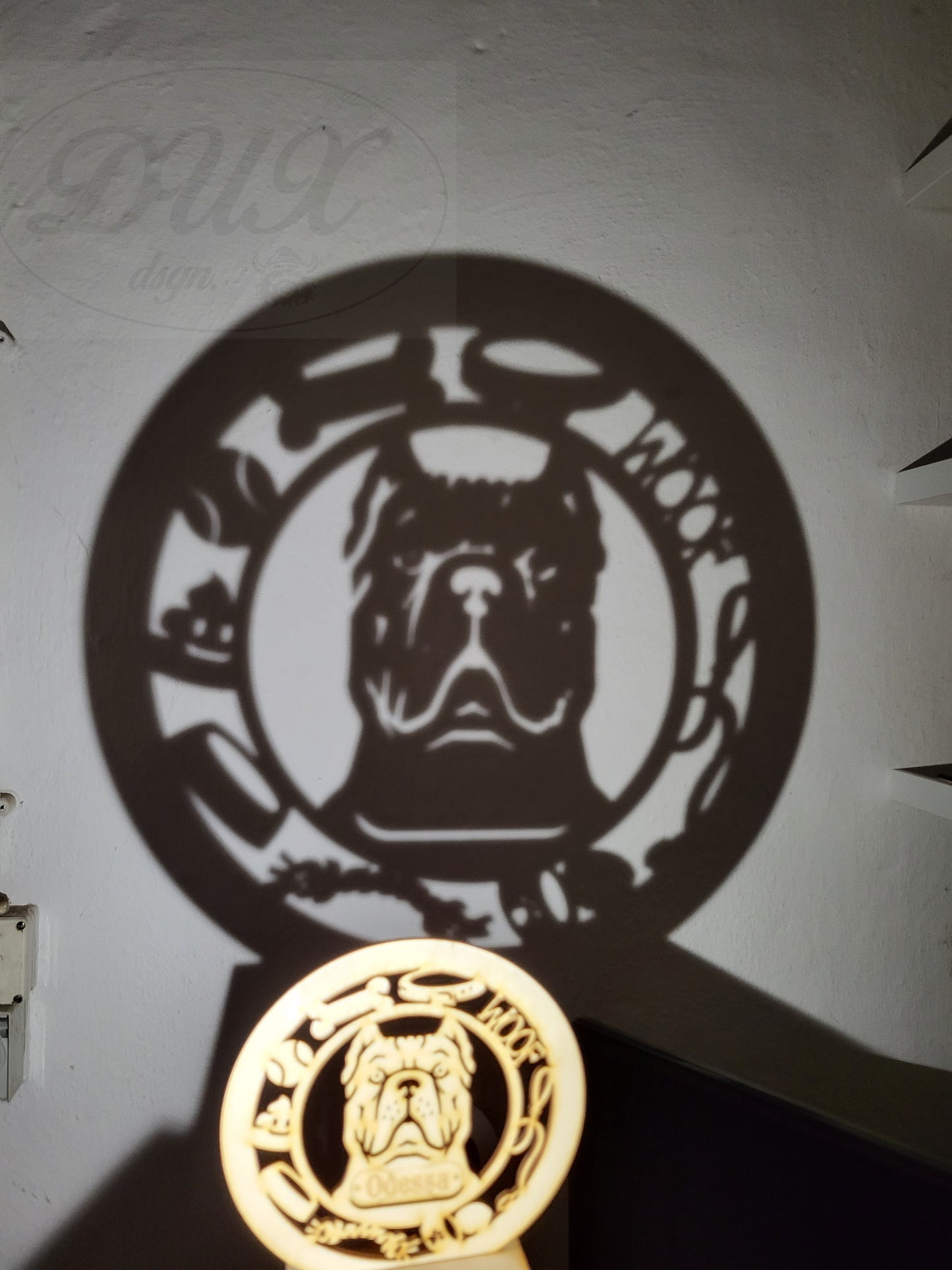 Schattenlicht mit ihrem Hund