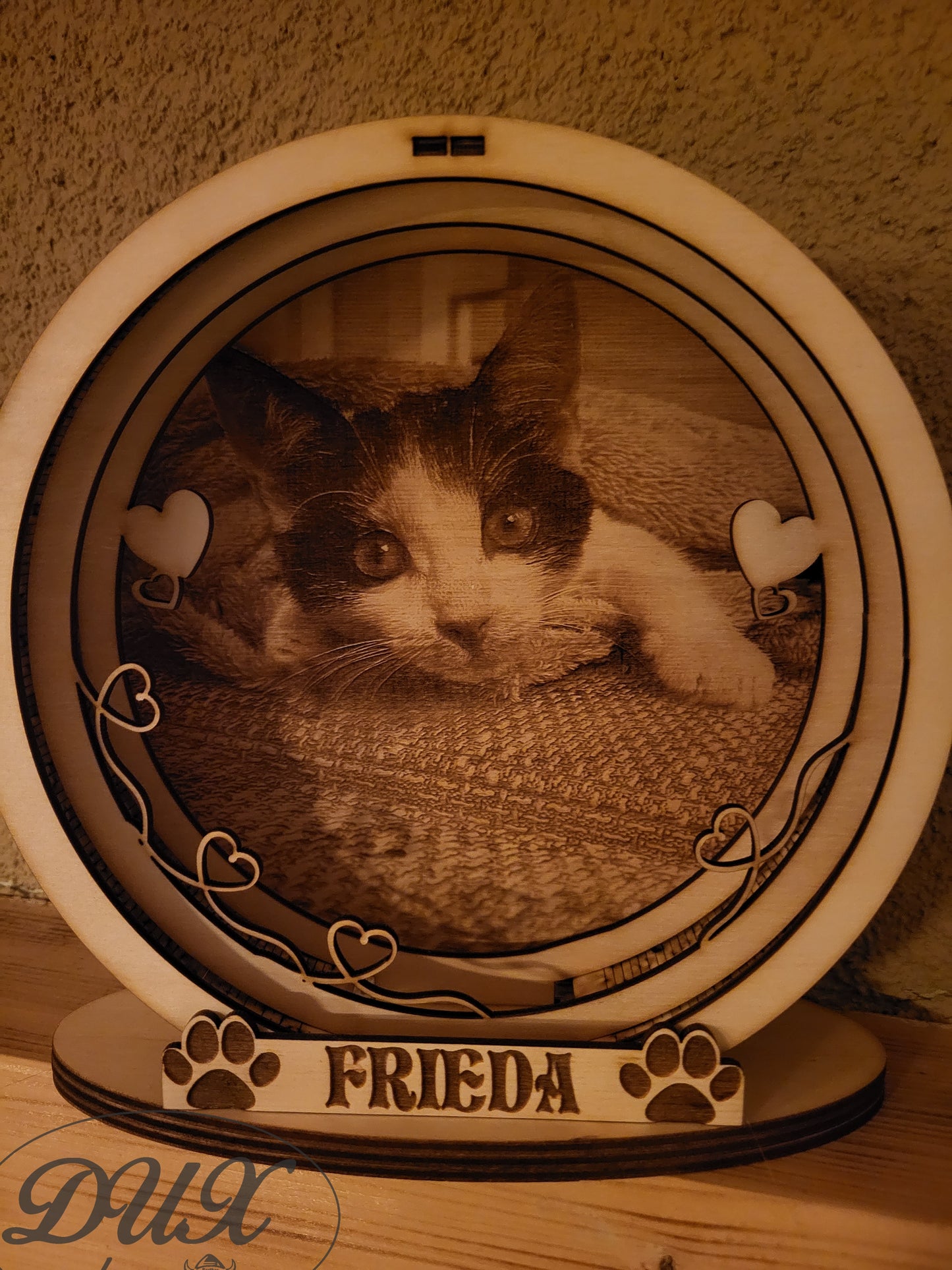 Lampe mit Bild ihres Haustieres