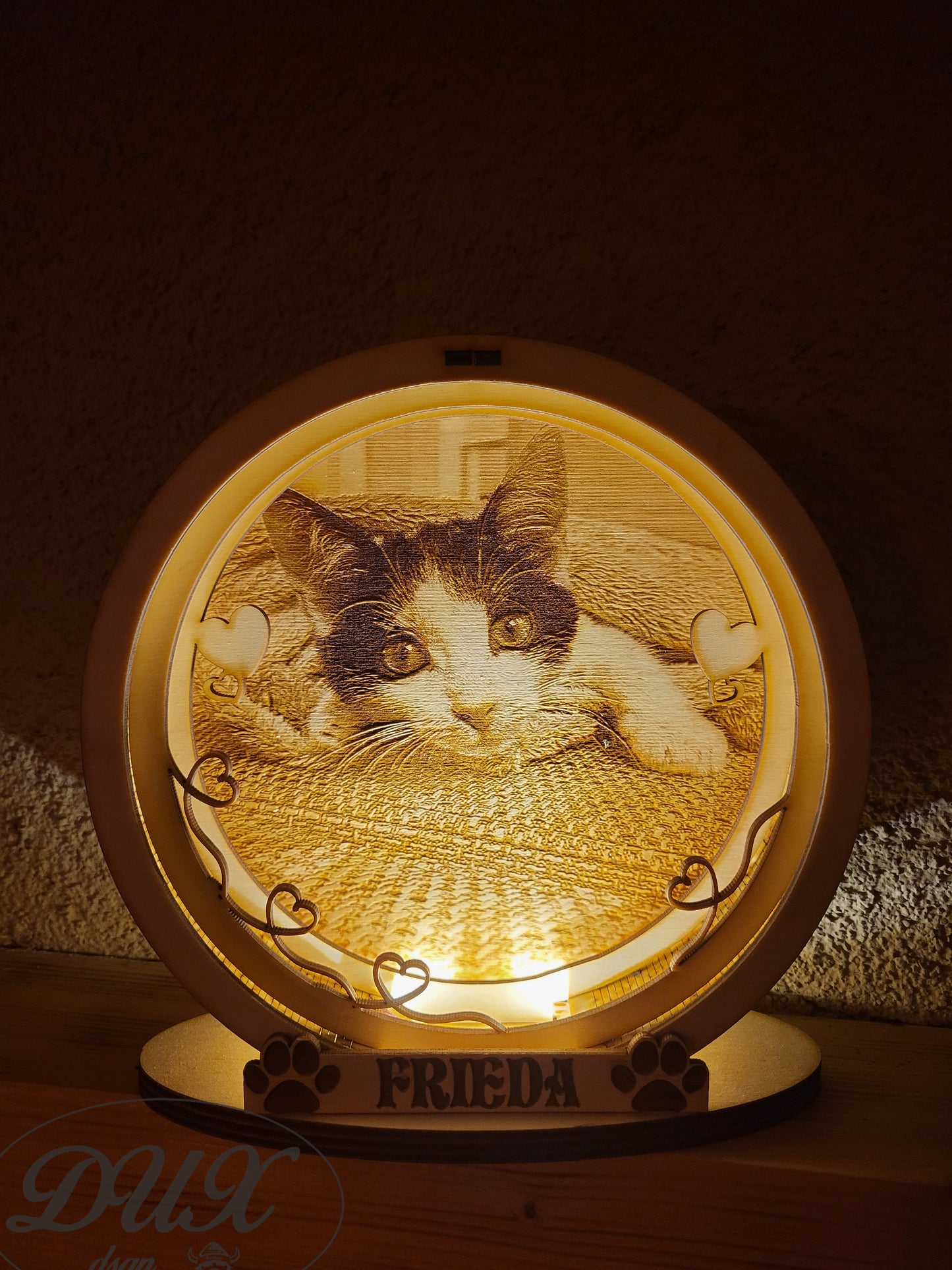 Lampe mit Bild ihres Haustieres