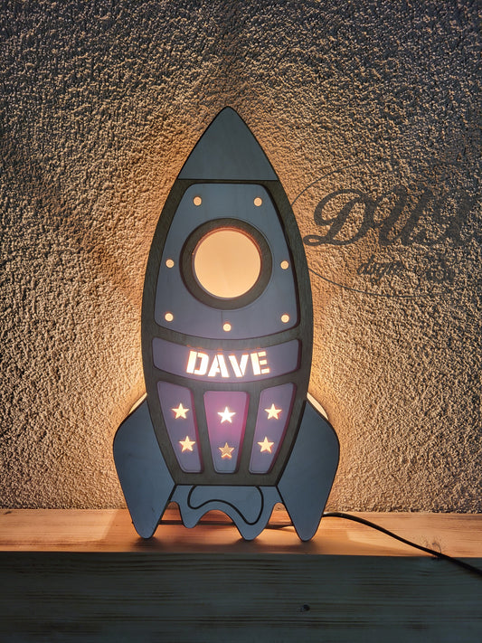 Raketenlampe mit eigenem Namen